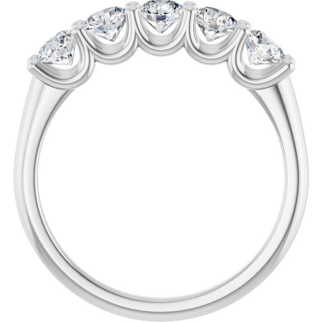 Platinum Round Lab-Grown Diamond U-Prong Five-Stone Anniversary Band – 3.75 mm Stones - view 2