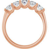 14K Gold Round Lab-Grown Diamond U-Prong Five-Stone Anniversary Band – 3.75 mm Stones - Rose Gold - view 2