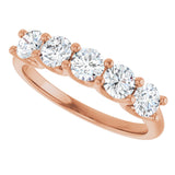 14K Gold Round Lab-Grown Diamond U-Prong Five-Stone Anniversary Band – 3.8 mm Stones - Rose Gold - view 5