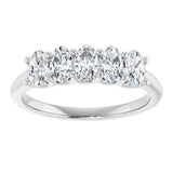 Platinum Oval Natural Diamond U-Prong Five-Stone Anniversary Band – 5x3 mm Stones - view 3