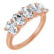 14K Gold Oval Natural Diamond U-Prong Five-Stone Anniversary Band – 6x4 mm Stones - Rose Gold