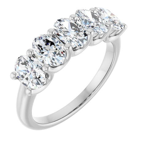 Platinum Oval Lab-Grown Diamond U-Prong Five-Stone Anniversary Band – 6x4 mm Stones