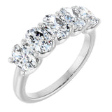 14K Gold Oval Natural Diamond U-Prong Five-Stone Anniversary Band – 6x4 mm Stones - White Gold