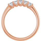 14K Gold Square Lab-Grown Diamond U-Prong Five-Stone Anniversary Band – 1/2–2 CTW - Rose Gold - view 2