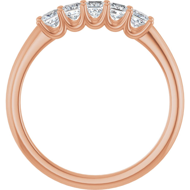 14K Gold Square Lab-Grown Diamond U-Prong Five-Stone Anniversary Band – 1/2–2 CTW - Rose Gold - view 2