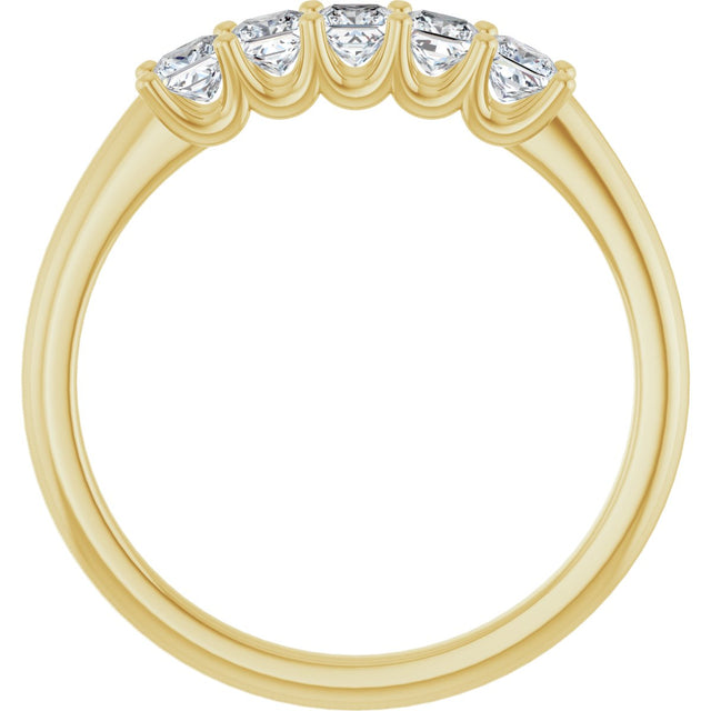 14K Gold Square Lab-Grown Diamond U-Prong Five-Stone Anniversary Band – 1/2–2 CTW - Yellow Gold - view 2
