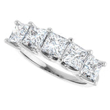 14K Gold Square Lab-Grown Diamond U-Prong Five-Stone Anniversary Band – 2 5/8 CTW - White Gold - view 5