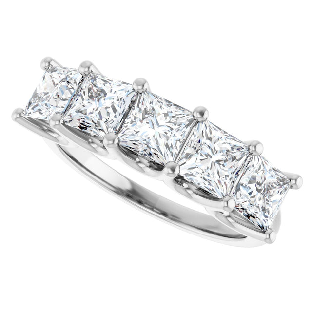 14K Gold Square Lab-Grown Diamond U-Prong Five-Stone Anniversary Band – 2 5/8 CTW - White Gold - view 5