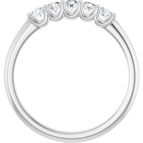 Platinum Round Lab-Grown Diamond U-Prong Five-Stone Anniversary Band – 2.5 mm Stones - view 2