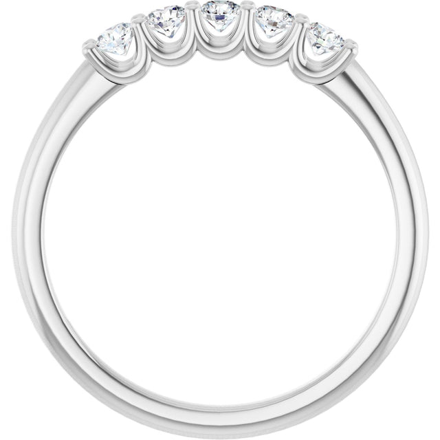 Platinum Round Lab-Grown Diamond U-Prong Five-Stone Anniversary Band – 2.5 mm Stones - view 2
