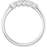 14K Gold Round Lab-Grown Diamond U-Prong Five-Stone Anniversary Band – 2.5 mm Stones - White Gold - view 2
