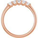 14K Gold Round Lab-Grown Diamond U-Prong Five-Stone Anniversary Band – 2.5 mm Stones - Rose Gold - view 2