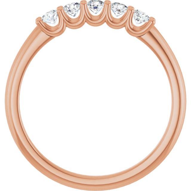 14K Gold Round Lab-Grown Diamond U-Prong Five-Stone Anniversary Band – 2.5 mm Stones - Rose Gold - view 2