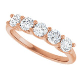 14K Gold Round Natural Diamond U-Prong Five-Stone Anniversary Band – 3.5 mm Stones - Rose Gold - view 5