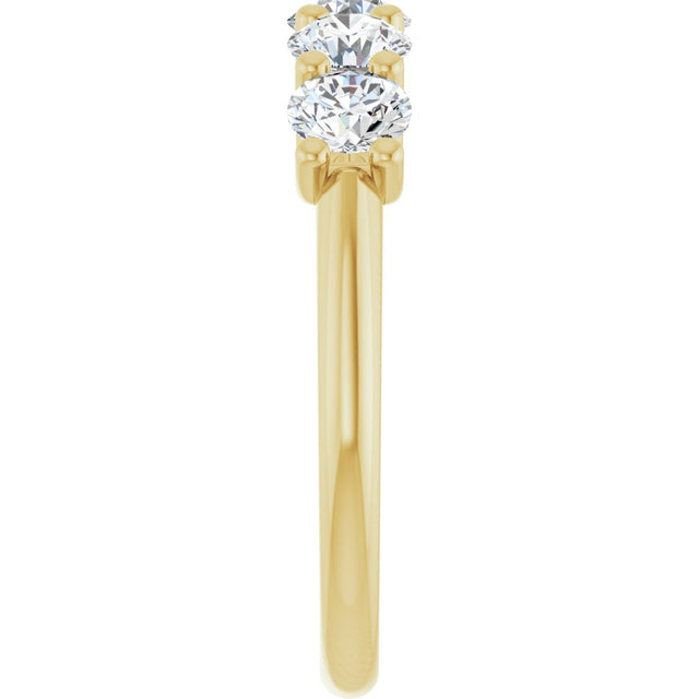 14K Gold Round Lab-Grown Diamond U-Prong Five-Stone Anniversary Band – 4.1 mm Stones - Yellow Gold - view 4