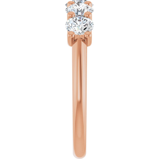 14K Gold Round Lab-Grown Diamond U-Prong Five-Stone Anniversary Band – 4.1 mm Stones - Rose Gold - view 4