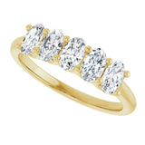 14K Gold Oval Natural Diamond U-Prong Five-Stone Anniversary Band – 5x3 mm Stones - Yellow Gold - view 5