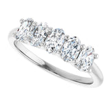 Platinum Oval Lab-Grown Diamond U-Prong Five-Stone Anniversary Band – 5x3 mm Stones - view 5