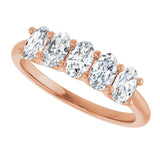 14K Gold Oval Natural Diamond U-Prong Five-Stone Anniversary Band – 5x3 mm Stones - Rose Gold - view 5