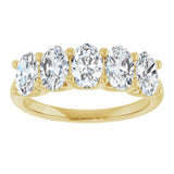 14K Gold Oval Lab-Grown Diamond U-Prong Five-Stone Anniversary Band – 6x4 mm Stones - Yellow Gold - view 3
