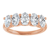 14K Gold Oval Lab-Grown Diamond U-Prong Five-Stone Anniversary Band – 6x4 mm Stones - Rose Gold - view 3