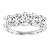 Platinum Oval Lab-Grown Diamond U-Prong Five-Stone Anniversary Band – 6x4 mm Stones - view 3