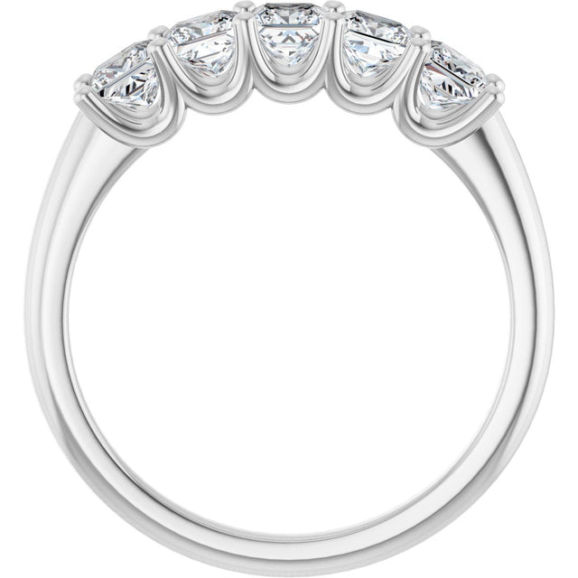 Platinum Square Lab-Grown Diamond U-Prong Five-Stone Anniversary Band – 1/2–2 5/8 CTW - view 2