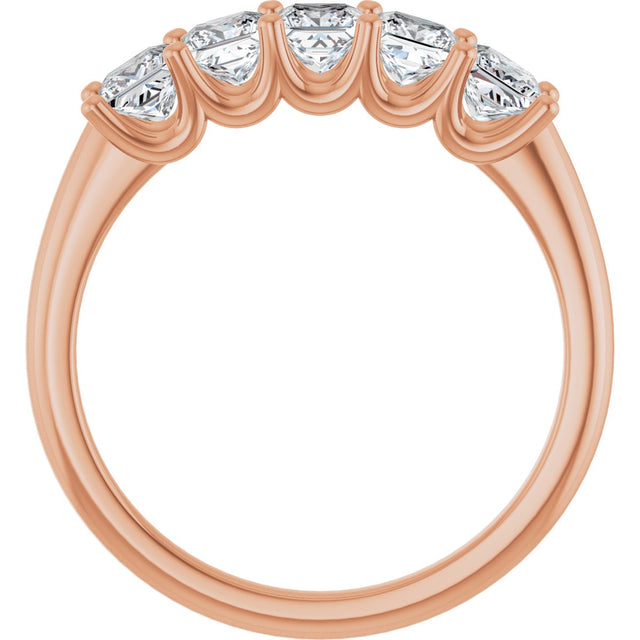 14K Gold Square Lab-Grown Diamond U-Prong Five-Stone Anniversary Band – 1/2–2 CTW - Rose Gold - view 2
