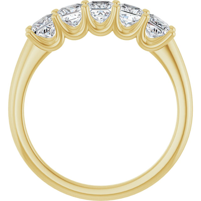 14K Gold Square Lab-Grown Diamond U-Prong Five-Stone Anniversary Band – 1/2–2 CTW - Yellow Gold - view 2