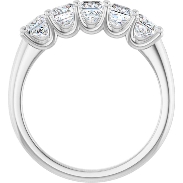 Platinum Square Lab-Grown Diamond U-Prong Five-Stone Anniversary Band – 1/2–2 5/8 CTW - view 2
