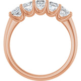 14K Gold Square Lab-Grown Diamond U-Prong Five-Stone Anniversary Band – 1/2–2 CTW - Rose Gold - view 2