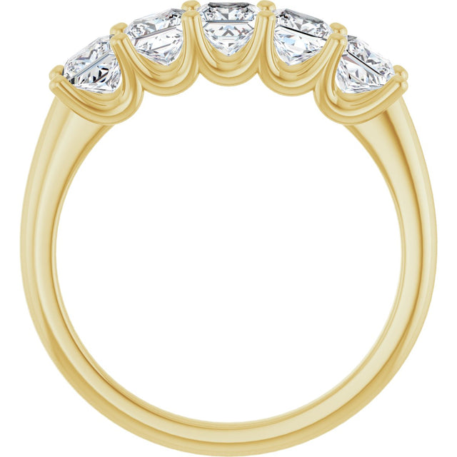 14K Gold Square Lab-Grown Diamond U-Prong Five-Stone Anniversary Band – 1/2–2 CTW - Yellow Gold - view 2