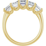 14K Gold Emerald Lab-Grown Diamond U-Prong Five-Stone Anniversary Band – 1 1/2–3 CTW - Yellow Gold - view 2