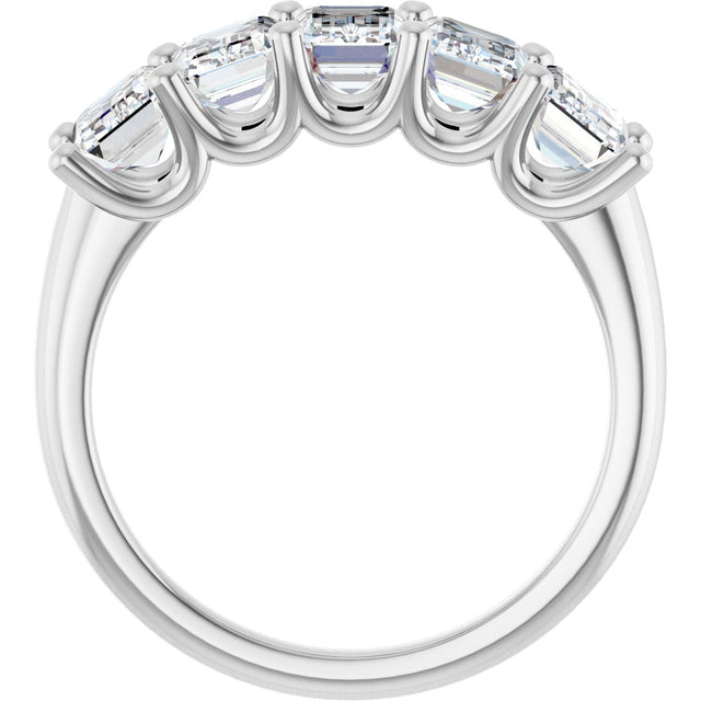 Platinum Emerald Natural Diamond U-Prong Five-Stone Anniversary Band – 1 3/4–3 CTW - view 2