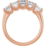 14K Gold Emerald Lab-Grown Diamond U-Prong Five-Stone Anniversary Band – 1 1/2–3 CTW - Rose Gold - view 2