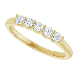 14K Gold Round Lab-Grown Diamond U-Prong Five-Stone Anniversary Band – 2.5 mm Stones - Yellow Gold - view 5