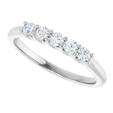 14K Gold Round Lab-Grown Diamond U-Prong Five-Stone Anniversary Band – 2.5 mm Stones - White Gold - view 5