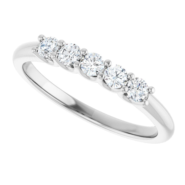 Platinum Round Lab-Grown Diamond U-Prong Five-Stone Anniversary Band – 2.5 mm Stones - view 5