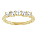 14K Gold Round Lab-Grown Diamond U-Prong Five-Stone Anniversary Band – 3 mm Stones - Yellow Gold - view 3