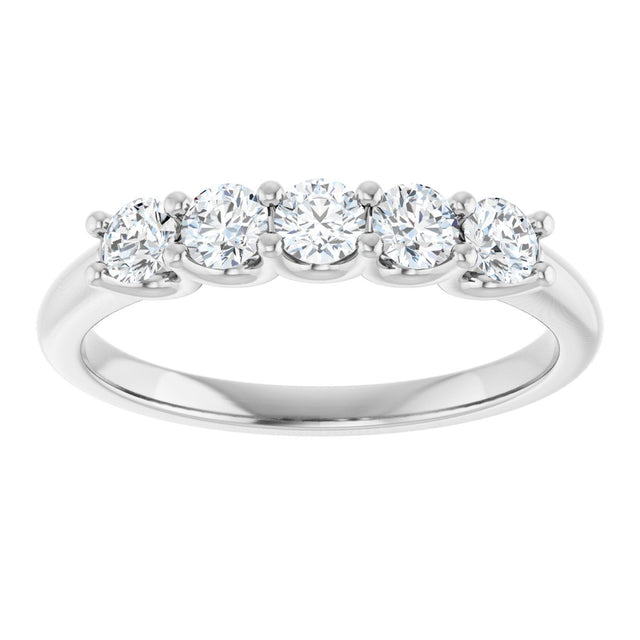 Platinum Round Natural Diamond U-Prong Five-Stone Anniversary Band – 3 mm Stones - view 3