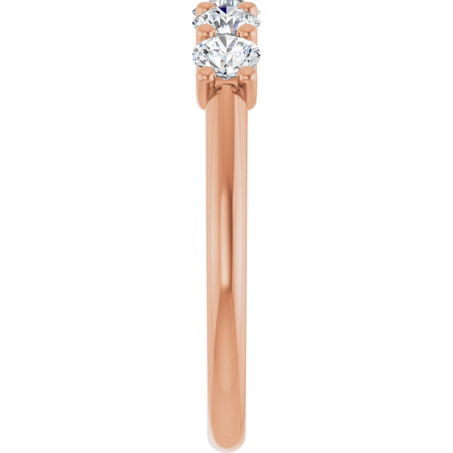 14K Gold Round Lab-Grown Diamond U-Prong Five-Stone Anniversary Band – 3.4 mm Stones - Rose Gold - view 4