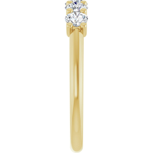 14K Gold Round Lab-Grown Diamond U-Prong Five-Stone Anniversary Band – 3.4 mm Stones - Yellow Gold - view 4