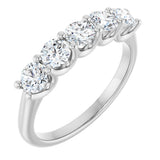 14K Gold Round Natural Diamond U-Prong Five-Stone Anniversary Band – 3.8 mm Stones - White Gold