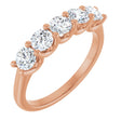14K Gold Round Natural Diamond U-Prong Five-Stone Anniversary Band – 3.8 mm Stones - Rose Gold