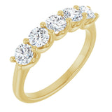 14K Gold Round Lab-Grown Diamond U-Prong Five-Stone Anniversary Band – 3.8 mm Stones - Yellow Gold
