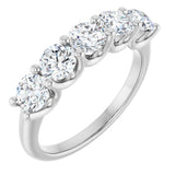 14K Gold Round Natural Diamond U-Prong Five-Stone Anniversary Band – 4.4 mm Stones - White Gold