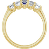14K Gold Emerald Lab-Grown Diamond U-Prong Five-Stone Anniversary Band – 1 1/2–3 CTW - Yellow Gold - view 2
