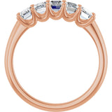 14K Gold Emerald Lab-Grown Diamond U-Prong Five-Stone Anniversary Band – 1 1/2–3 CTW - Rose Gold - view 2