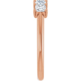 14K Gold Square Lab-Grown Diamond U-Prong Five-Stone Anniversary Band – 1/2–2 CTW - Rose Gold - view 4