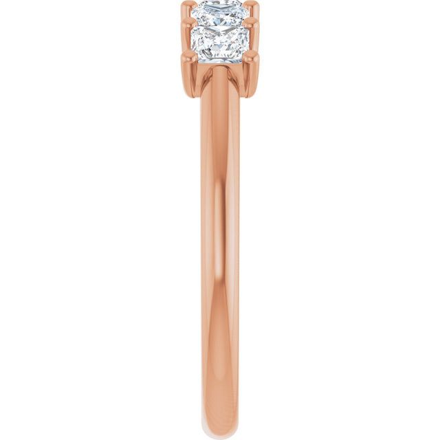 14K Gold Square Lab-Grown Diamond U-Prong Five-Stone Anniversary Band – 1/2–2 CTW - Rose Gold - view 4